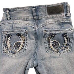 H&Yx Premium Collection Jeans 11 12 Bell Bottom Embellished Pockets Light Wash